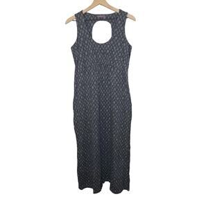 FRESH PRODUCE Women's Geo Print Maxi Dress Back Keyhole Gray Large Outdoor Beach
